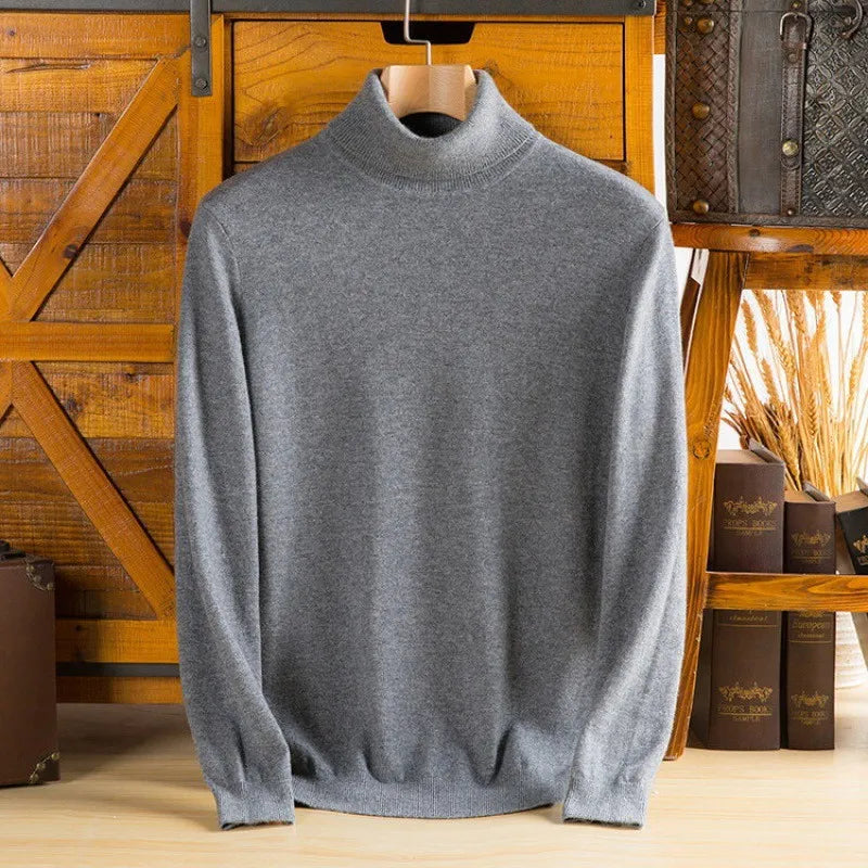 Men's Turtleneck Jumper Ribbed Cuffs Regular Fit Knit