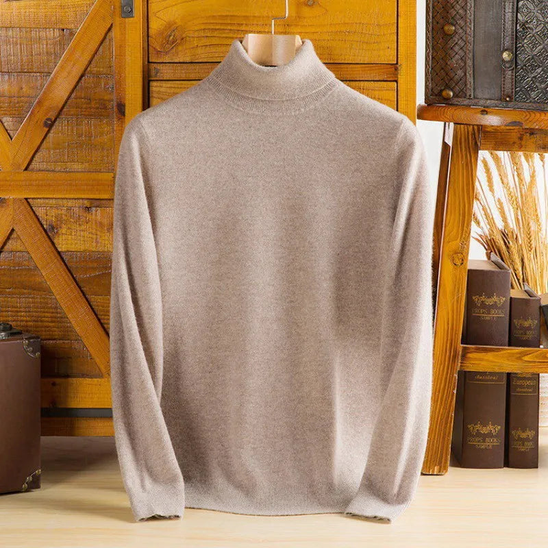 Men's Turtleneck Jumper Ribbed Cuffs Regular Fit Knit