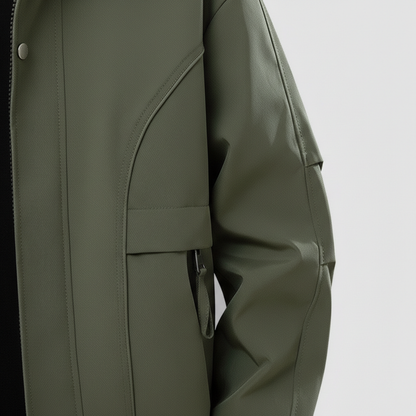 Men's Utility Jacket Rip Stop Weave Smooth Finish with Snap Closure