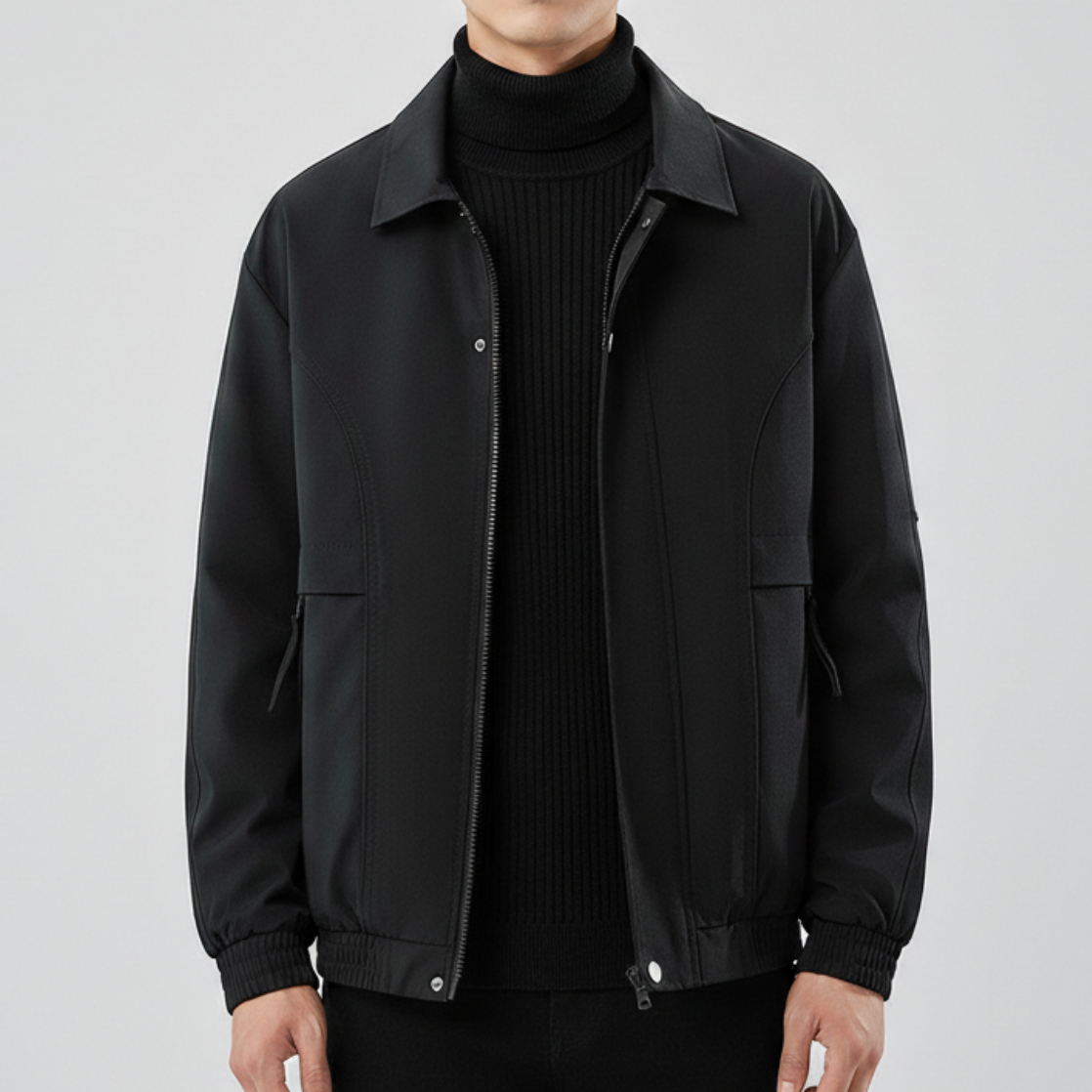 Men's Utility Jacket Rip Stop Weave Smooth Finish with Snap Closure