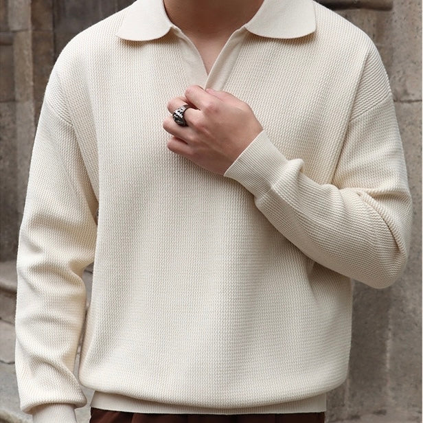 Men's V-Neck Polo Sweater | Lightweight & Comfortable