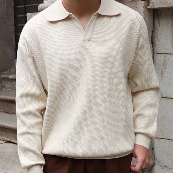 Men's V-Neck Polo Sweater | Lightweight & Comfortable