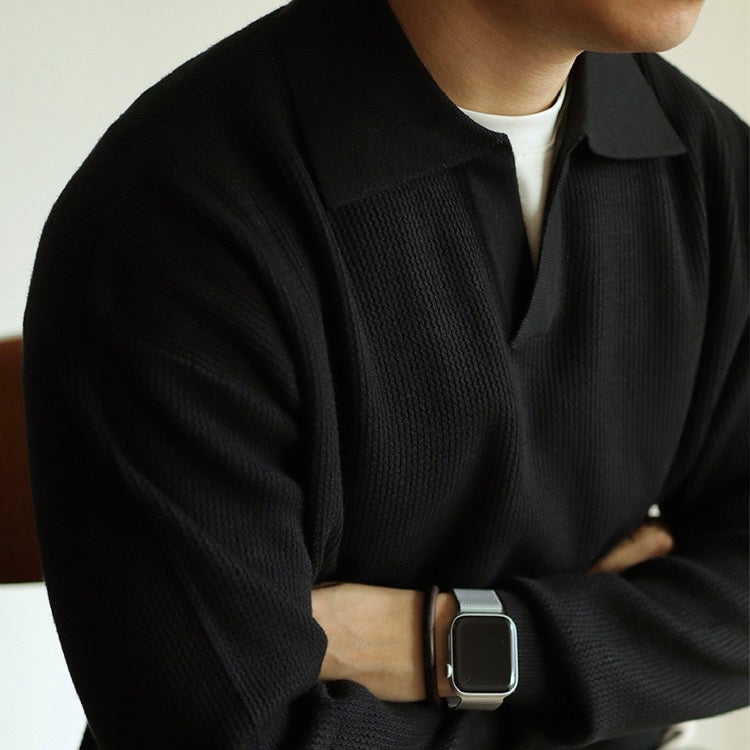 Men's V-Neck Polo Sweater | Lightweight & Comfortable