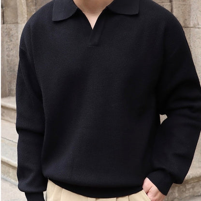 Men's V-Neck Polo Sweater | Lightweight & Comfortable