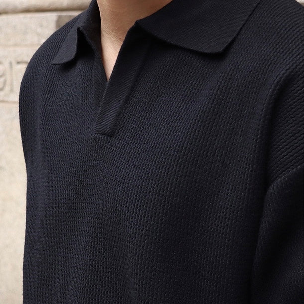 Men's V-Neck Polo Sweater | Lightweight & Comfortable