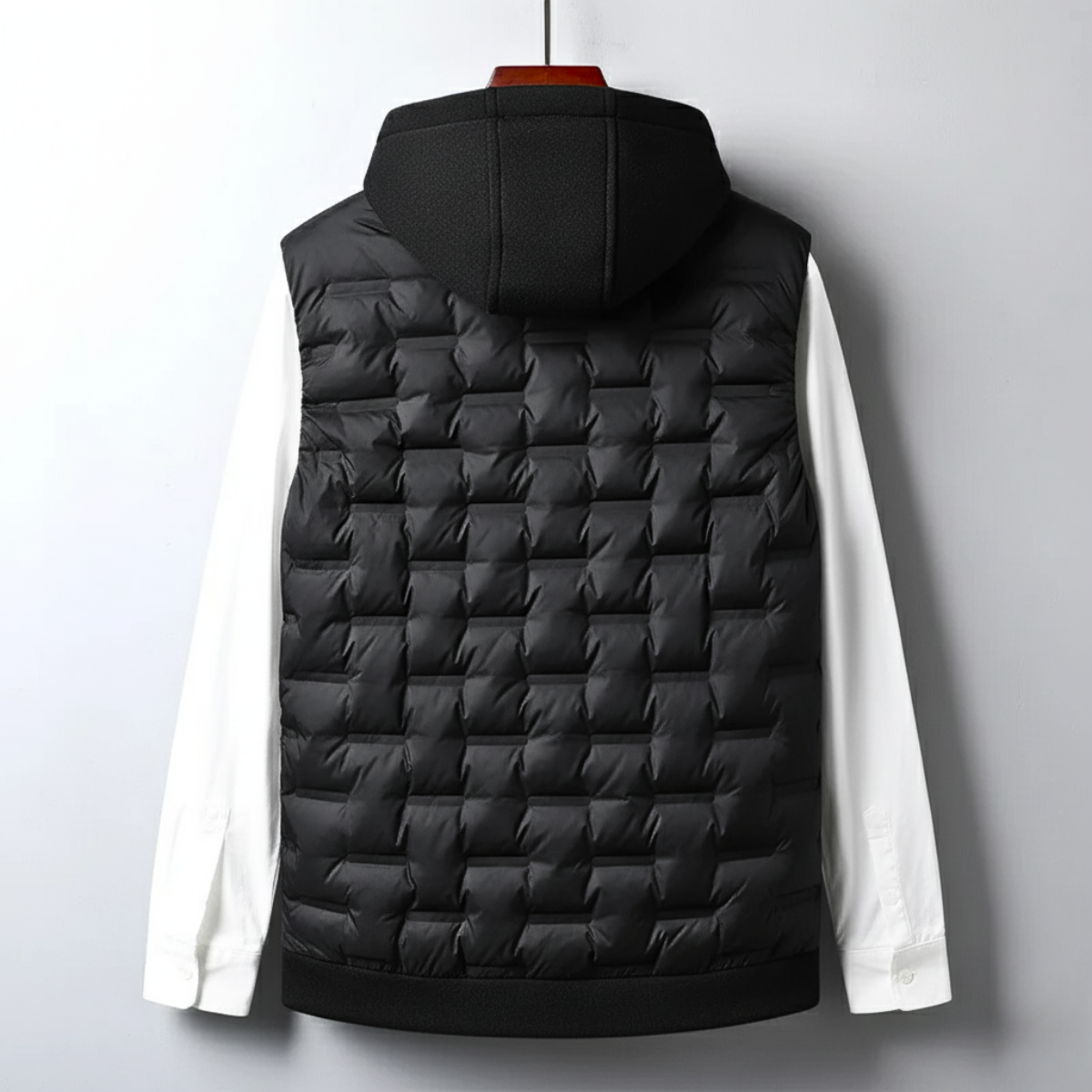 Men's Vest Lightweight Poly Fill Textured Shell Sleeveless with Hood