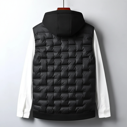 Men's Vest Lightweight Poly Fill Textured Shell Sleeveless with Hood