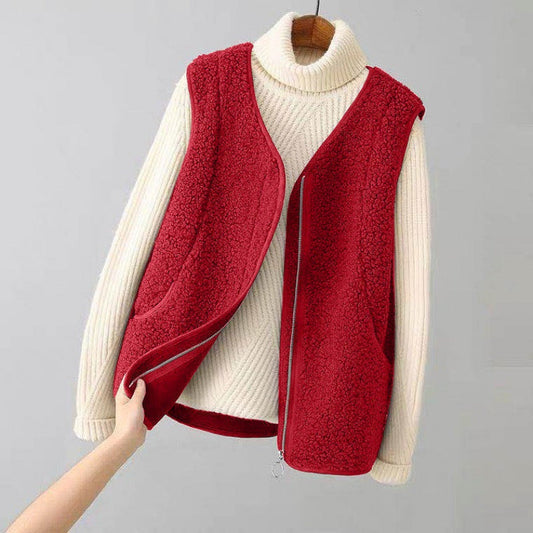 Men's Vest V Neck Sleeveless Lightweight Layering with Warm Pockets