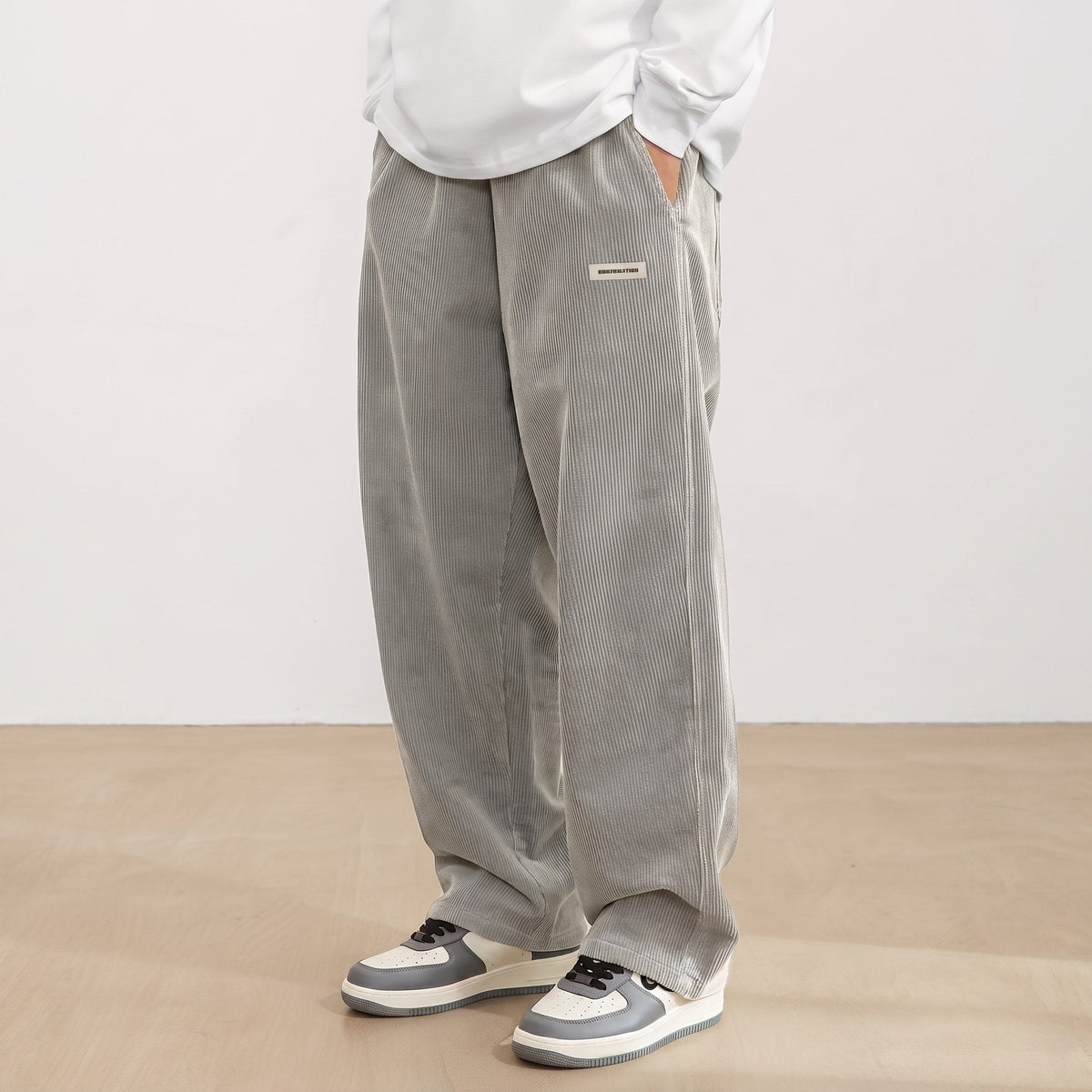 Men's Wide-Leg Trousers Elasticated Waist Comfort Fit