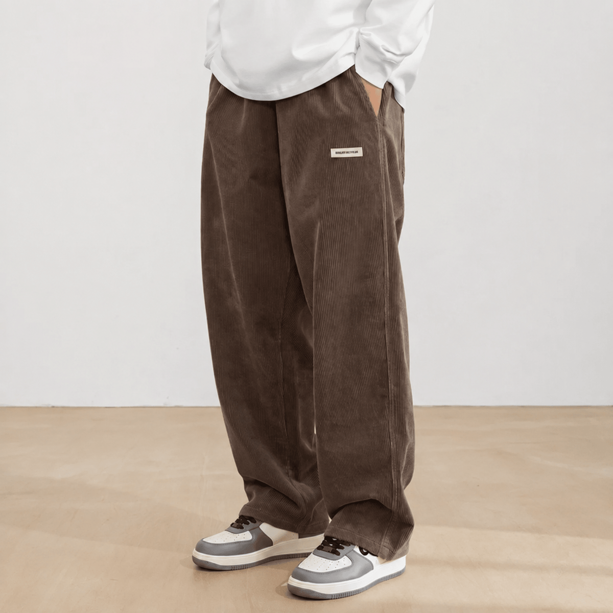 Men's Wide-Leg Trousers Elasticated Waist Comfort Fit