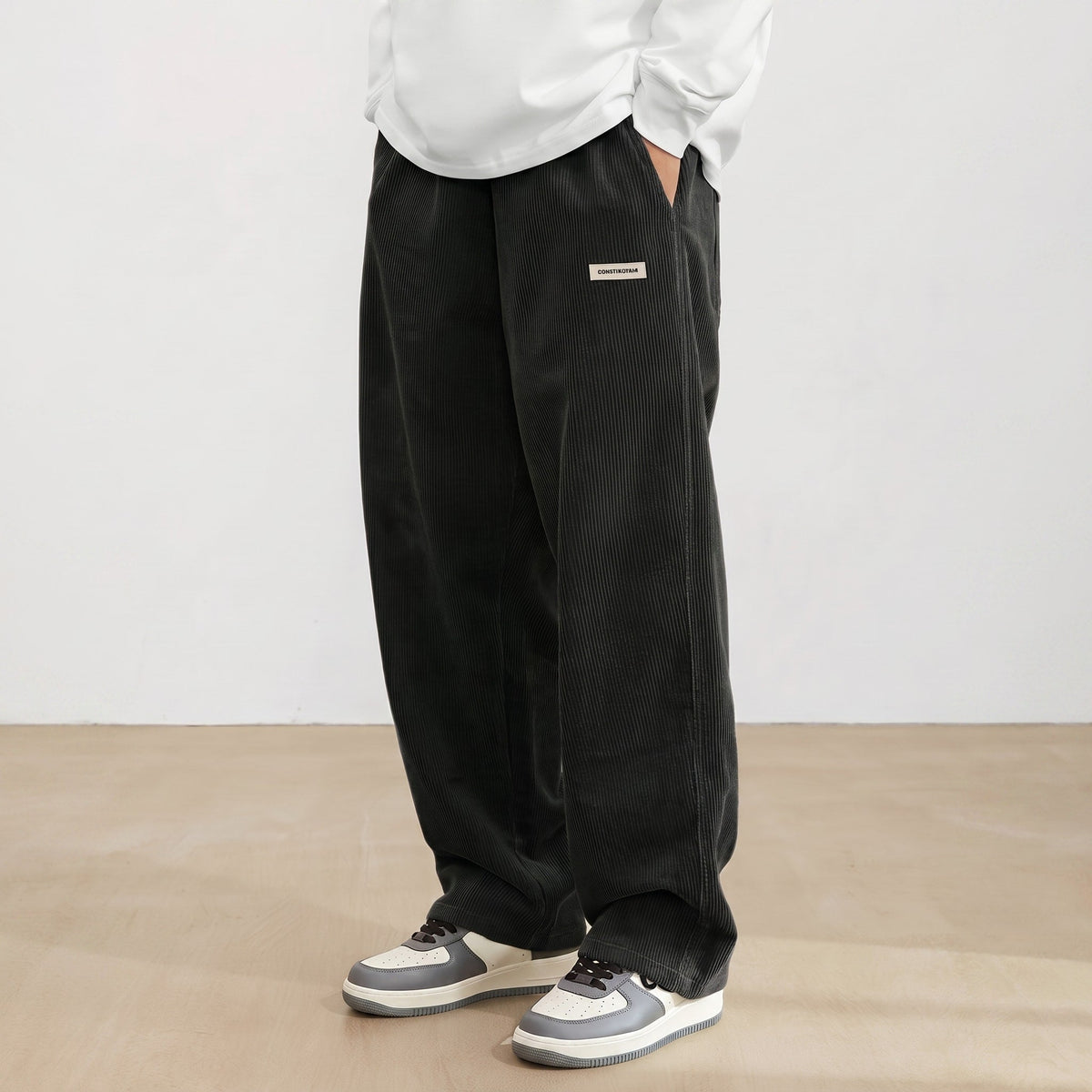 Men's Wide-Leg Trousers Elasticated Waist Comfort Fit