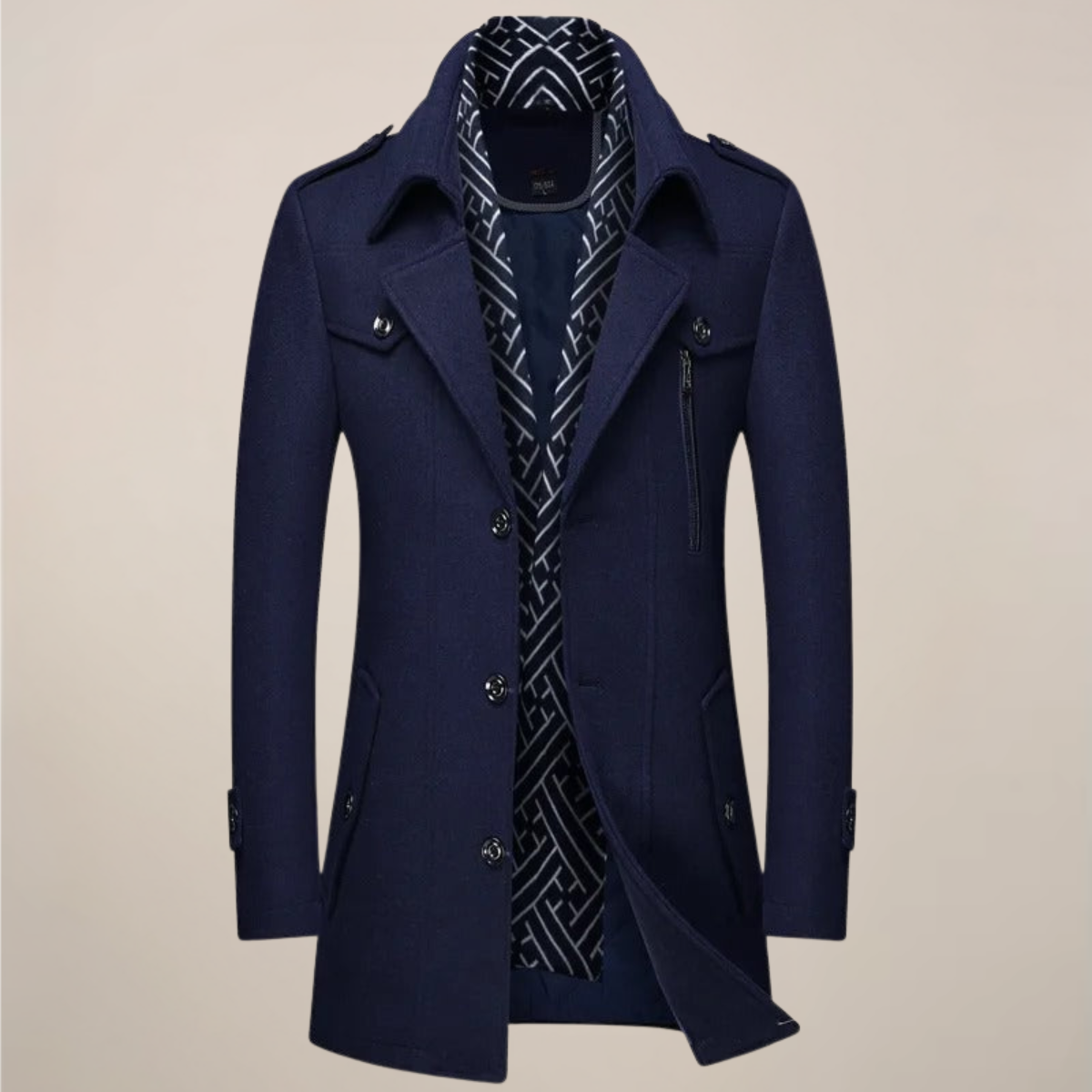 Men's Wool-Style Overcoat for Winter Wear