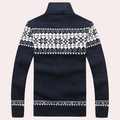 Men's Zip Cardigan | Patterned & Warm