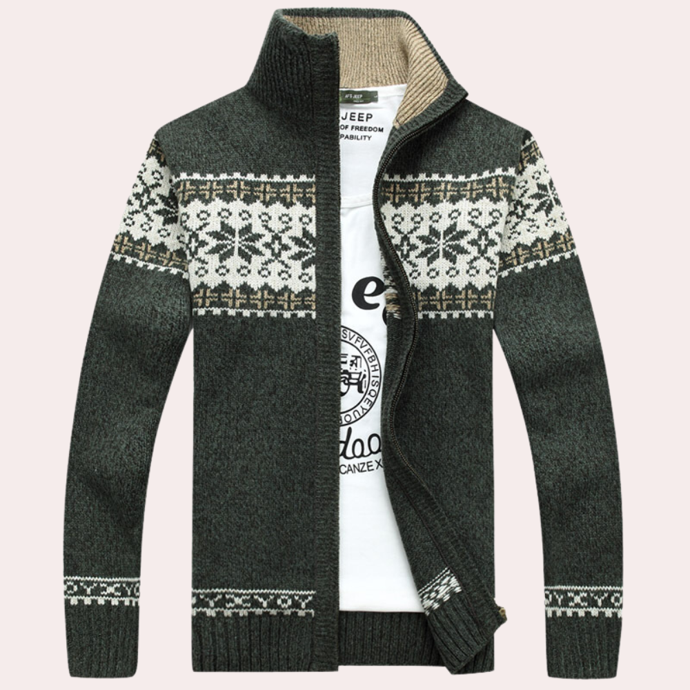 Men's Zip Cardigan | Patterned & Warm