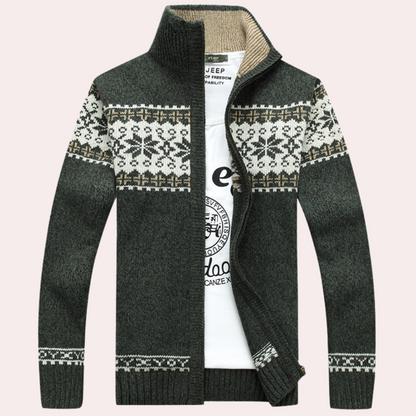 Men's Zip Cardigan | Patterned & Warm
