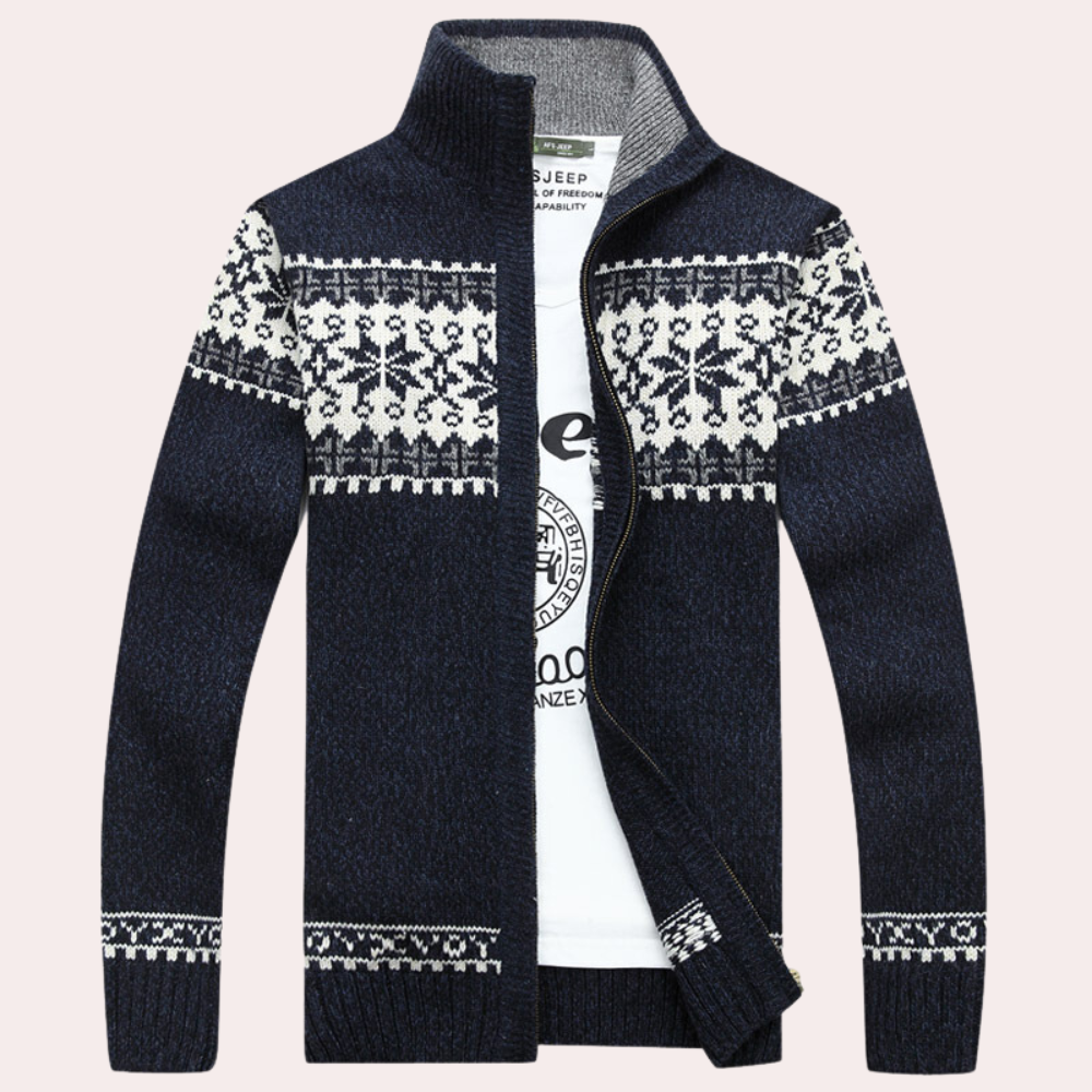 Men's Zip Cardigan | Patterned & Warm