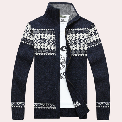 Men's Zip Cardigan | Patterned & Warm
