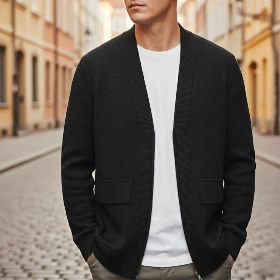 Men's Zip Cardigan | Warm Layering & Ribbed Cuffs