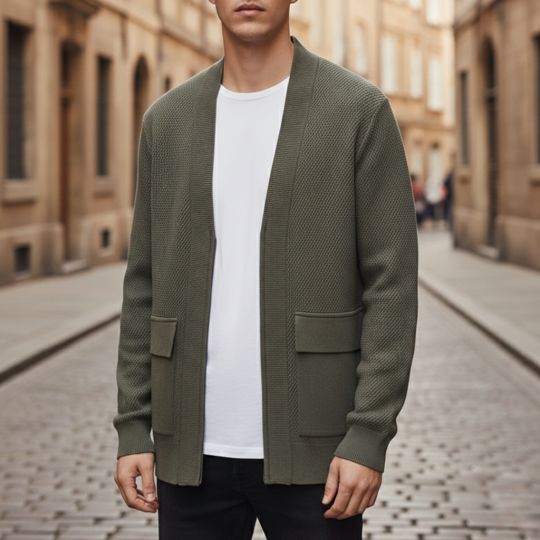 Men's Zip Cardigan | Warm Layering & Ribbed Cuffs