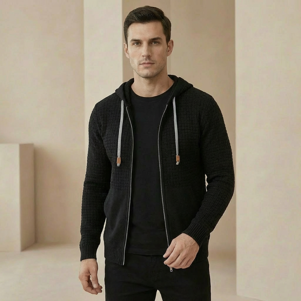 Men's Zip Up Hoodie Athletic Fit Heavy Duty Front with Deep Pockets