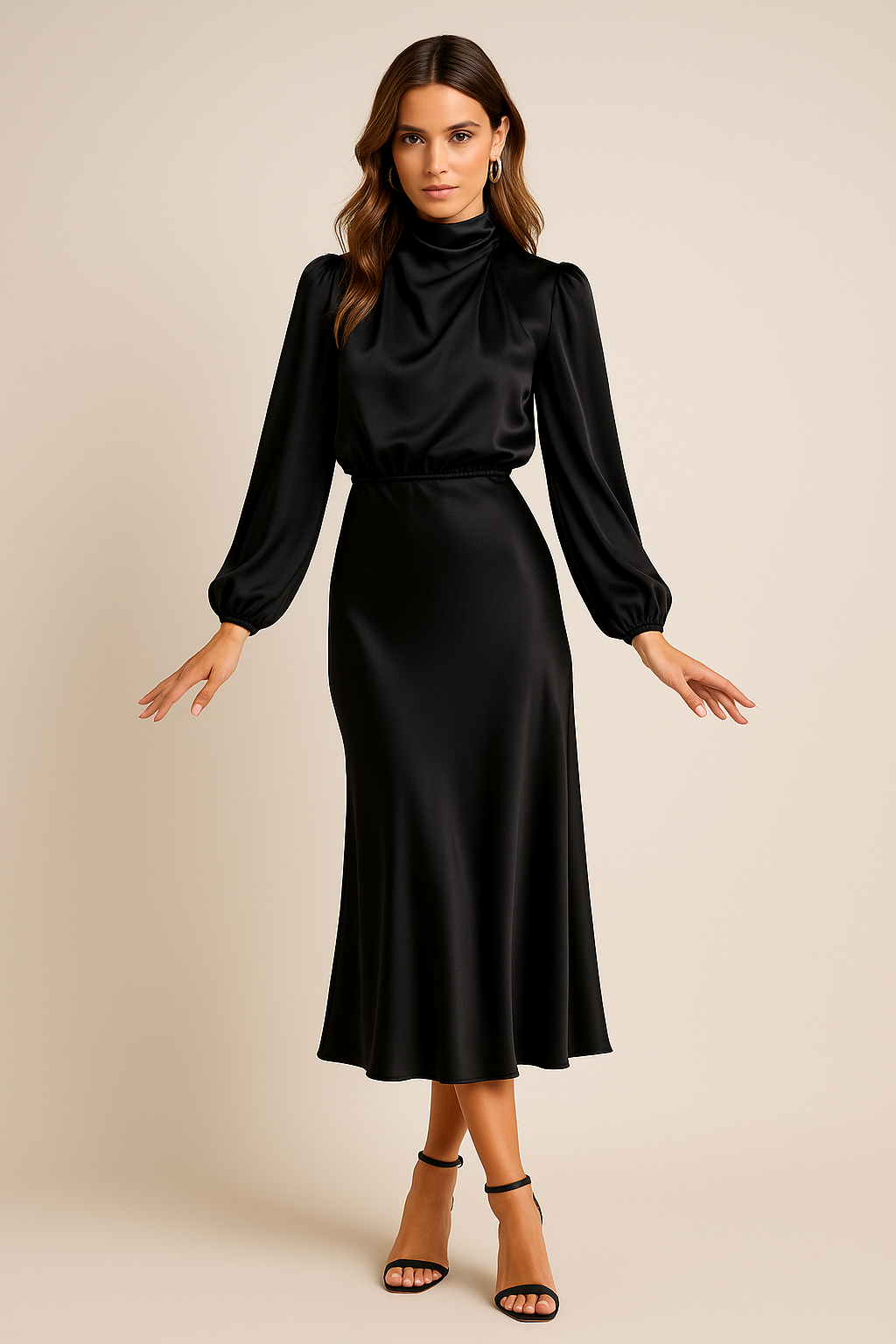 Midi Dress Women's | Elegant High Neck & Timeless Style