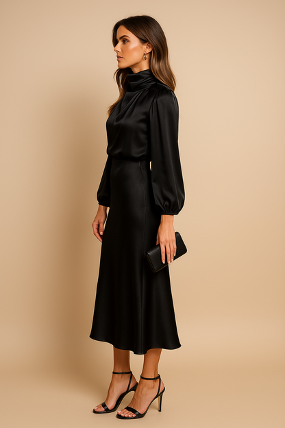 Midi Dress Women's | Elegant High Neck & Timeless Style