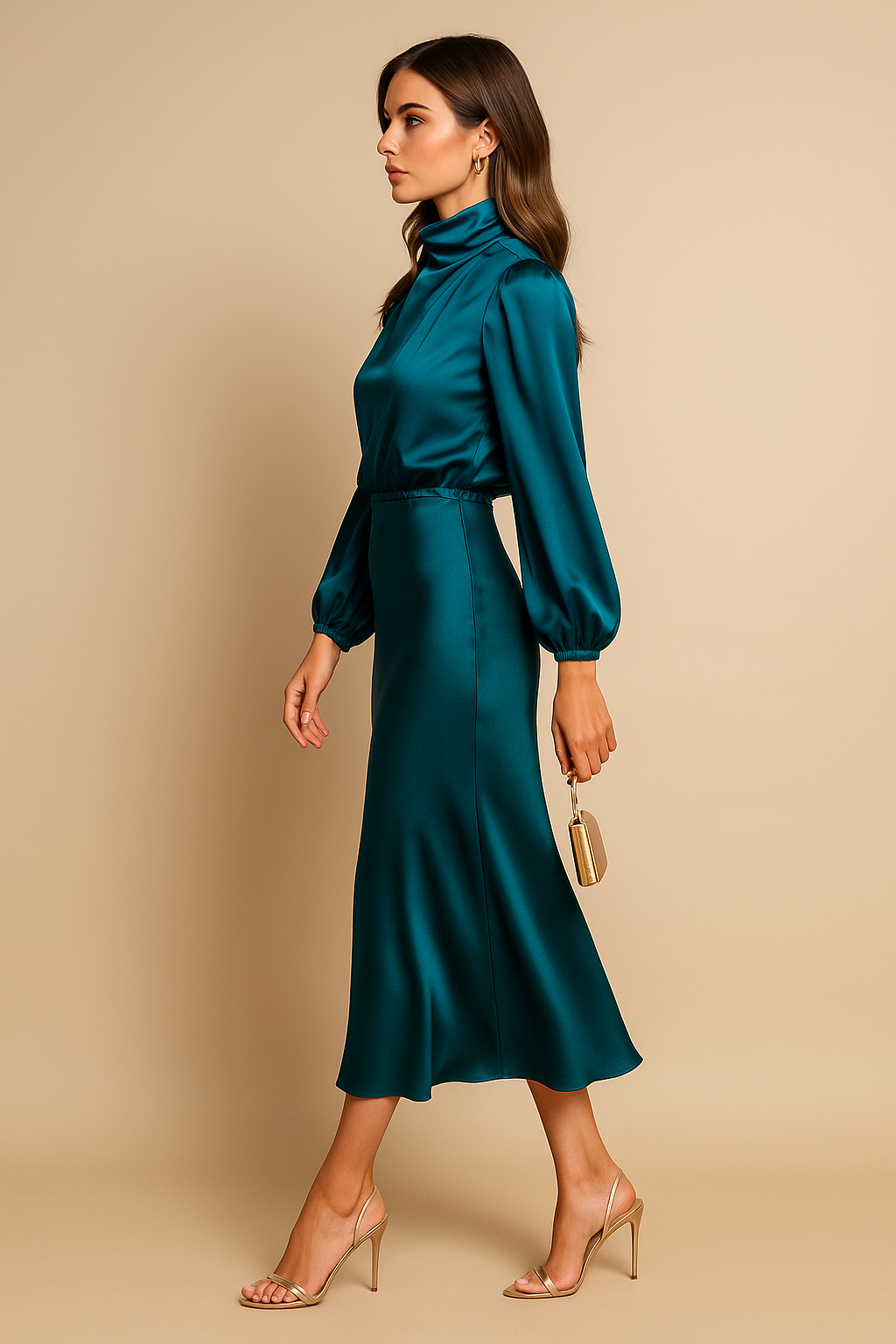 Midi Dress Women's | Elegant High Neck & Timeless Style