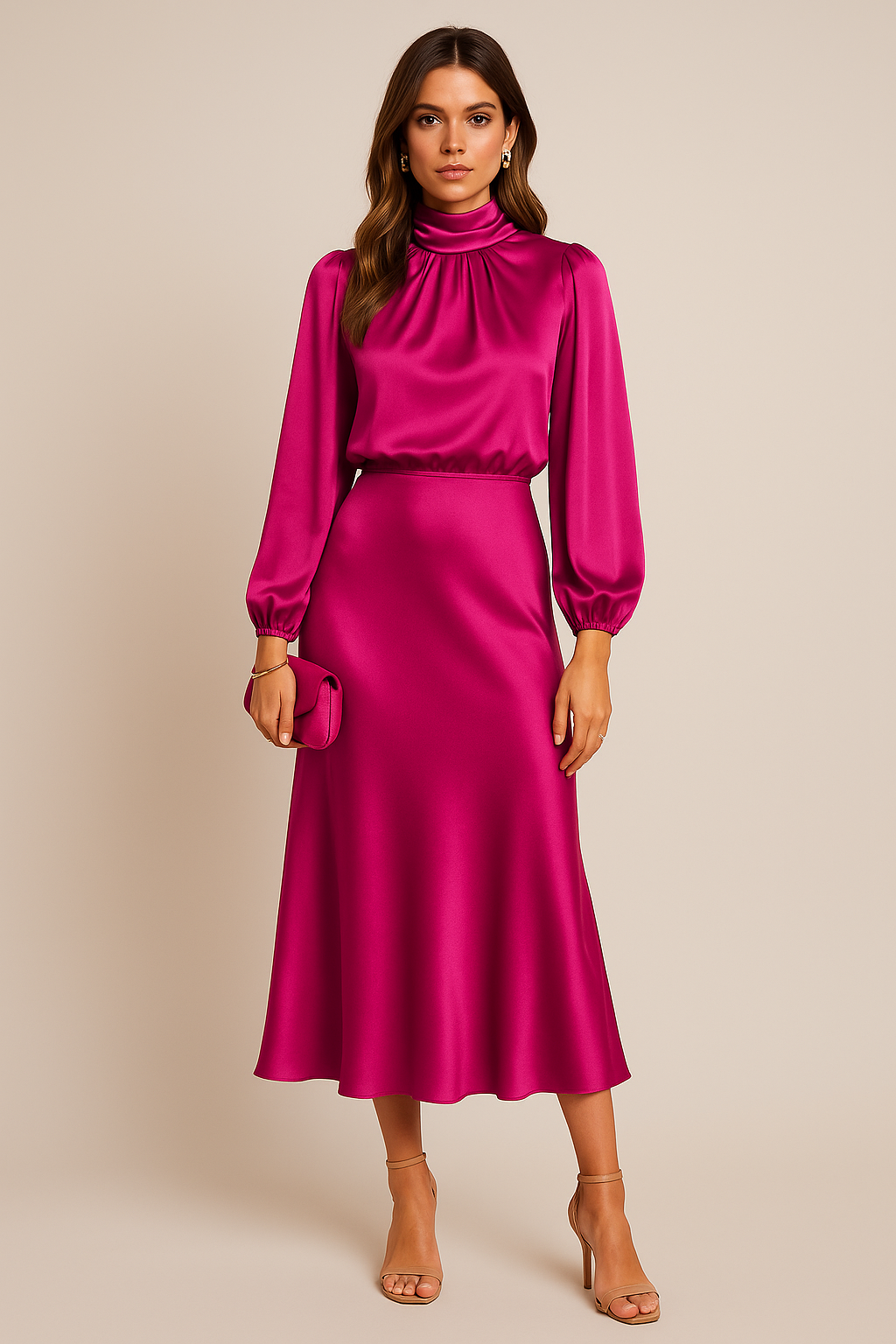 Midi Dress Women's | Elegant High Neck & Timeless Style