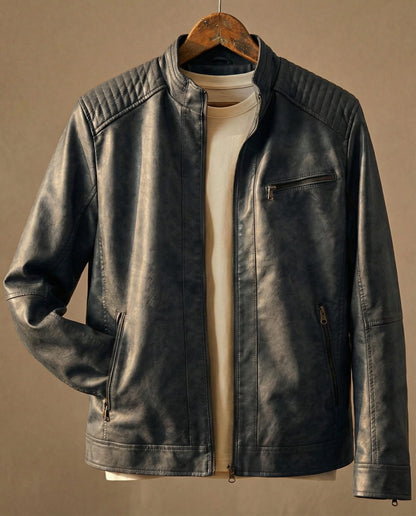 Men's Quilted Shoulder Jacket Structured Zip Pockets 5