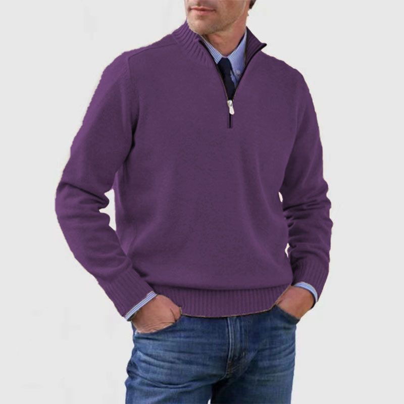 Men's Zip Pullover Regular Fit Easy Care Sweater Jumper 13