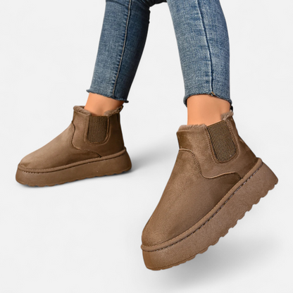 Women's Platform Ankle Boots Plush Lined Winter Footwear 8