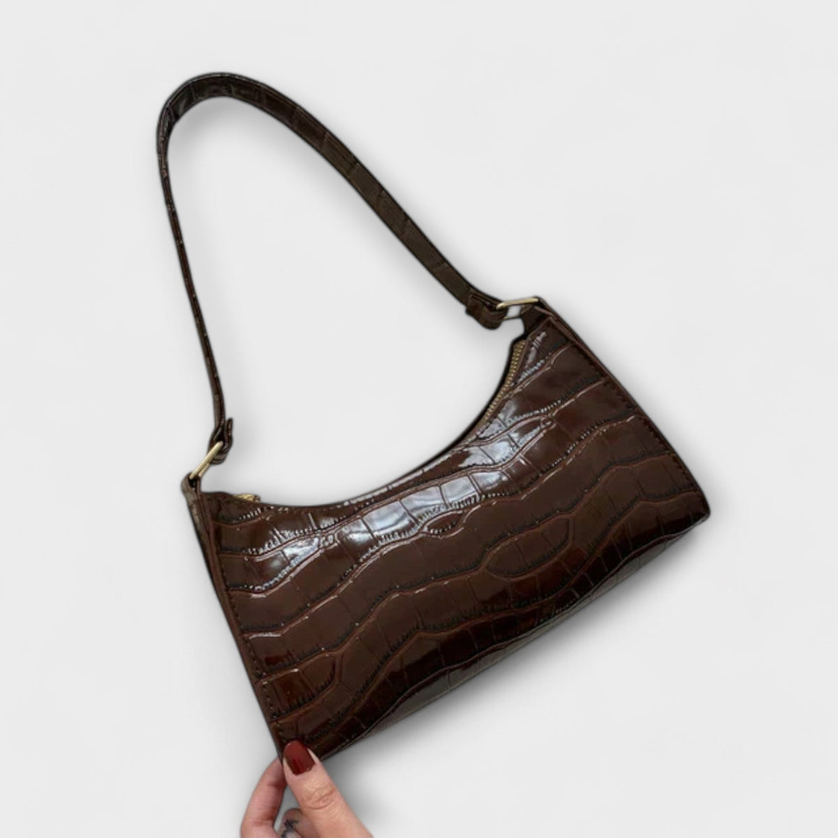 Olivia - Glossy Vegan Leather Handbag for Chic Outings