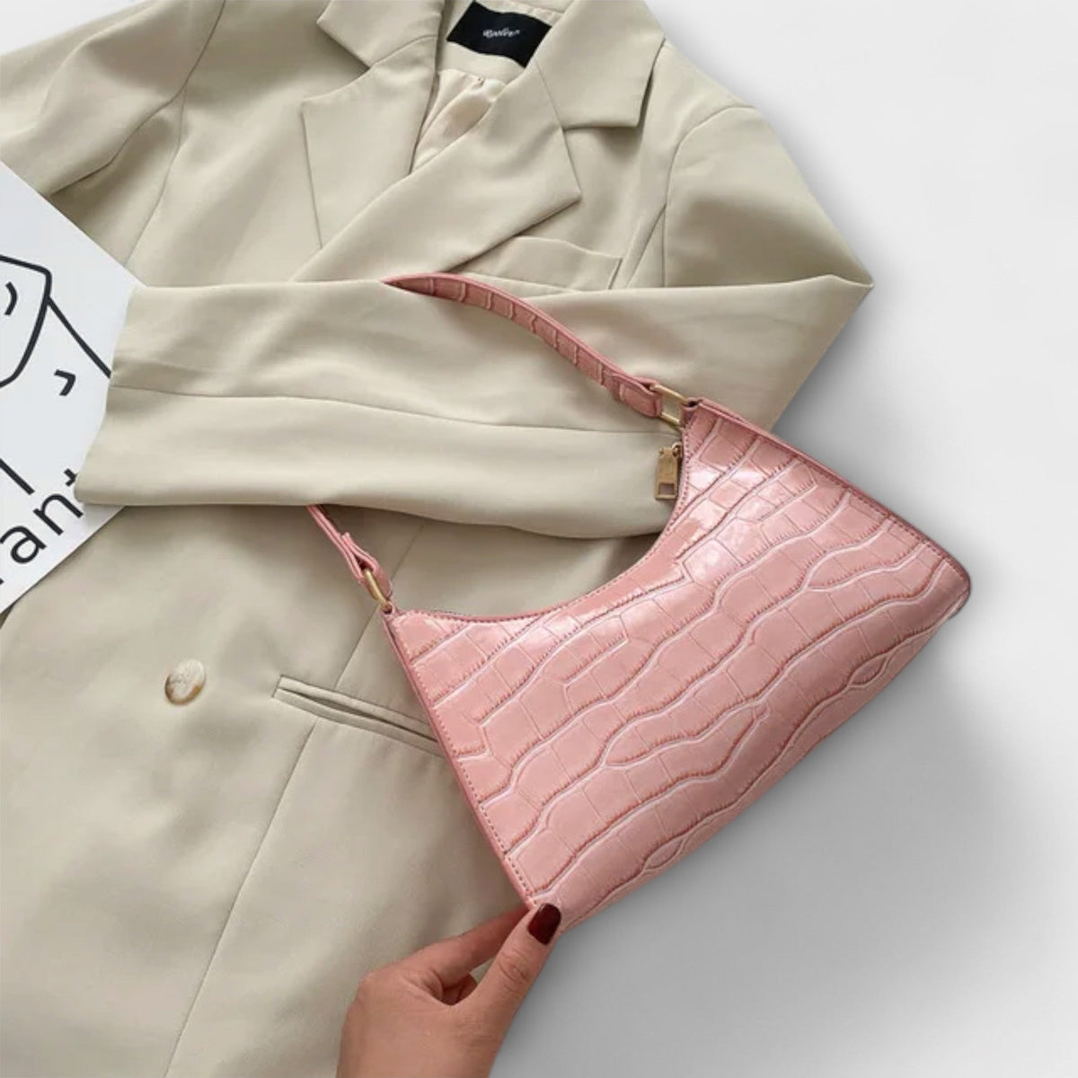 Olivia - Glossy Vegan Leather Handbag for Chic Outings