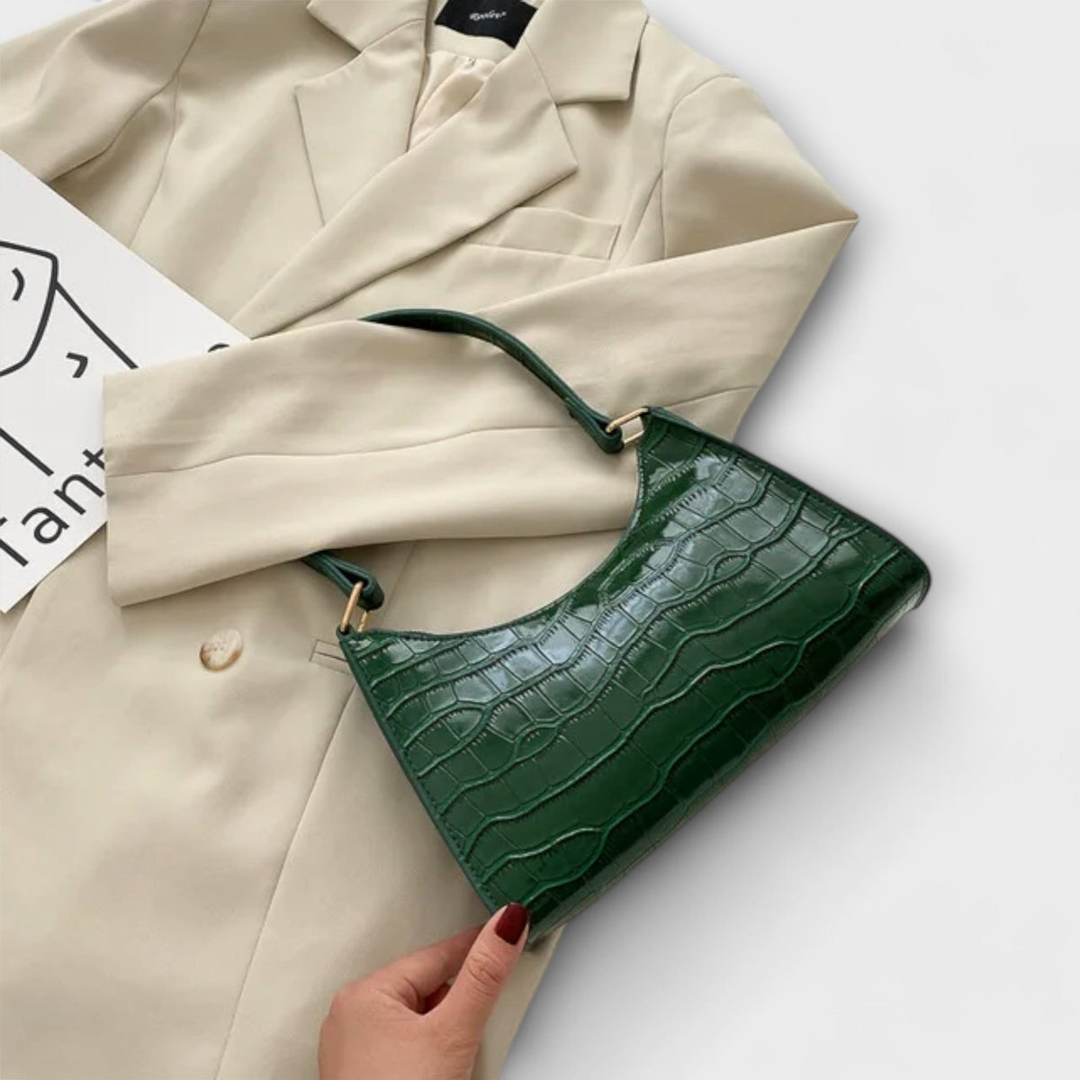 Olivia - Glossy Vegan Leather Handbag for Chic Outings