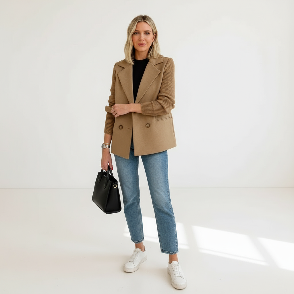 Women's Double-Breasted Blazer Tailored Fit Casual Jacket 2