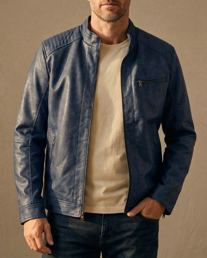 Men's Quilted Shoulder Jacket Structured Zip Pockets 8
