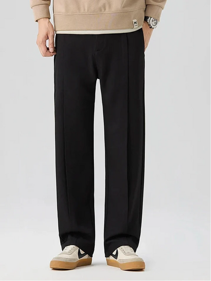 Men's Pleated Pants Straight Leg Elastic Waistband Loose Fit 7