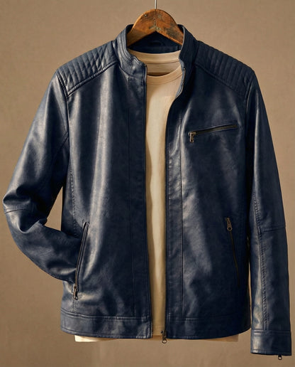 Men's Quilted Shoulder Jacket Structured Zip Pockets 4