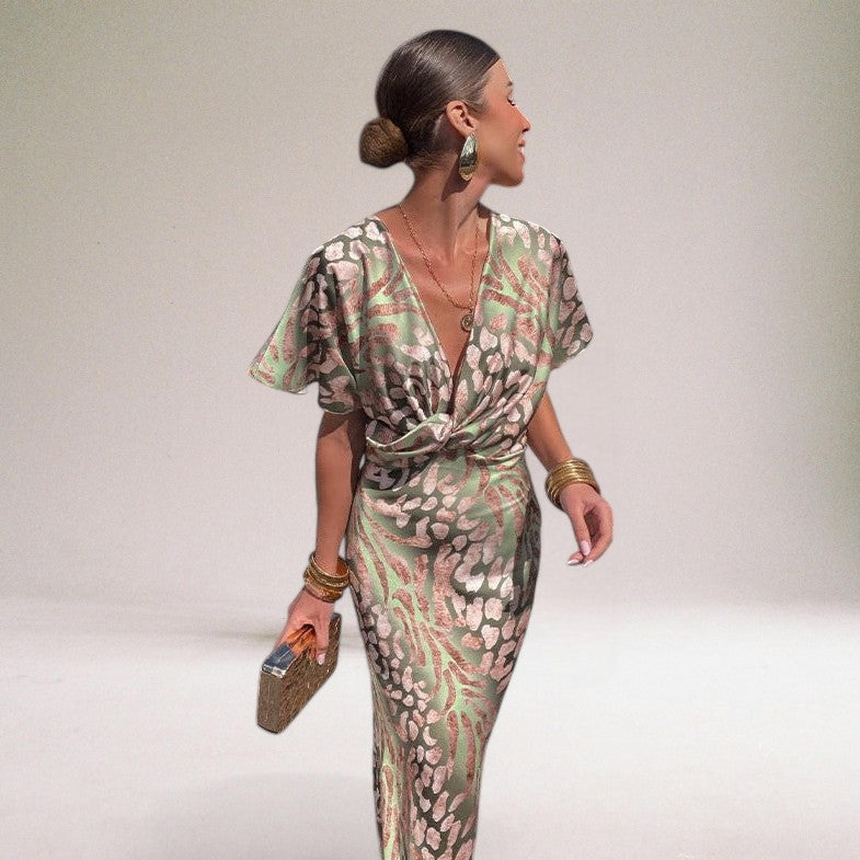Twisted V-Neck Maxi Dress for Special Events