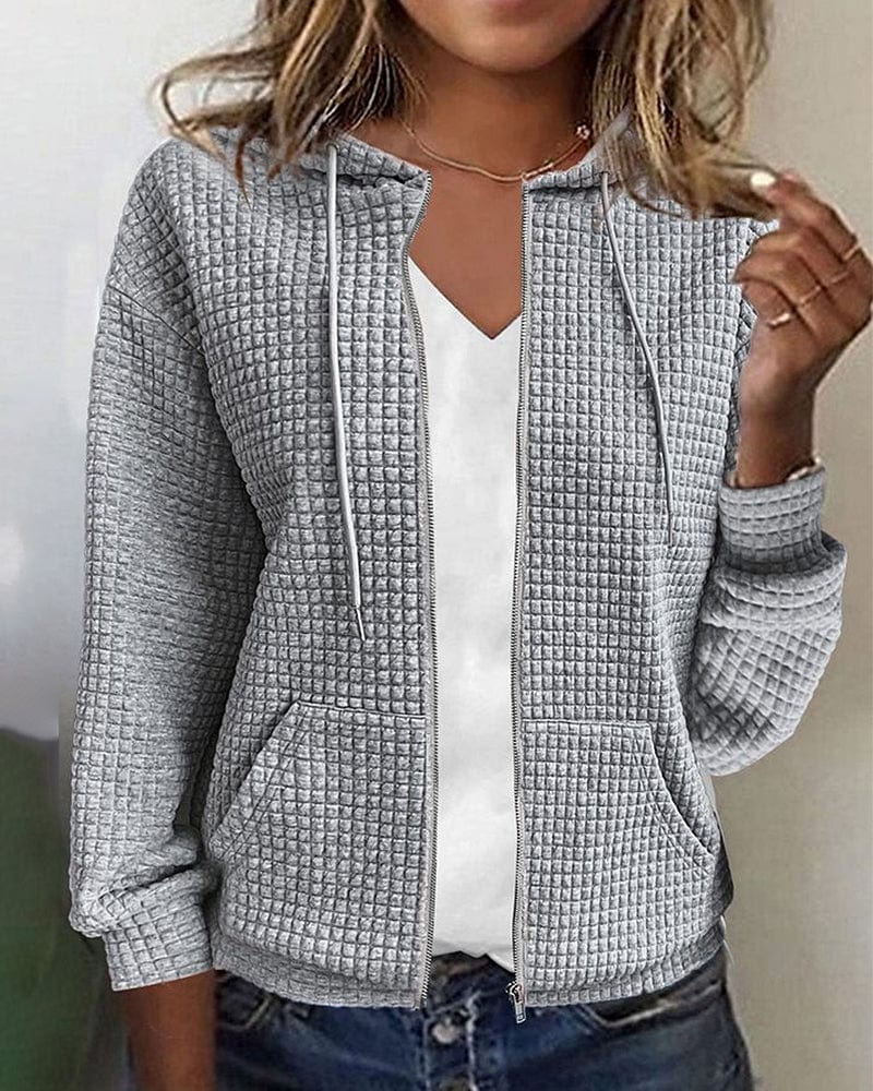 Women's Slim Fit Zip-Up Hoodie Jacket Full Zip Pockets 1