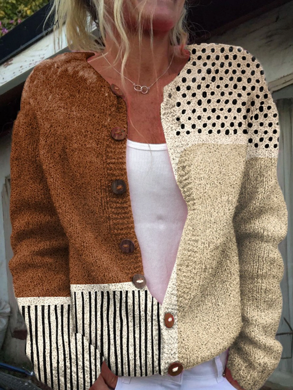 Women's Polka Dot Cardigan Button Front Knit Jumper 1