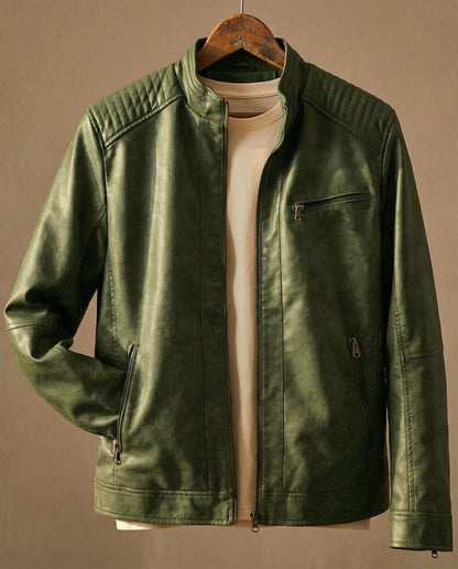 Men's Quilted Shoulder Jacket Structured Zip Pockets 2