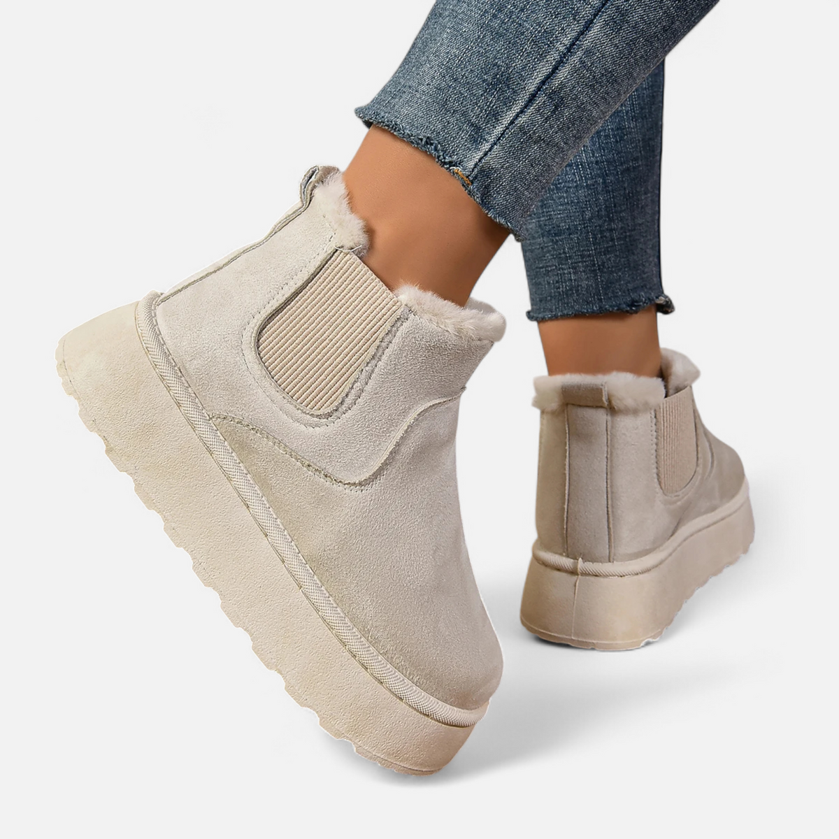 Women's Platform Ankle Boots Plush Lined Winter Footwear 4