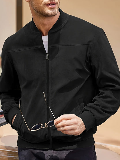 Men's Classic Fit Biker Jacket Modern Accents Coat 6