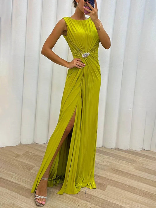 Wedding Guest Dress - Pleated Maxi