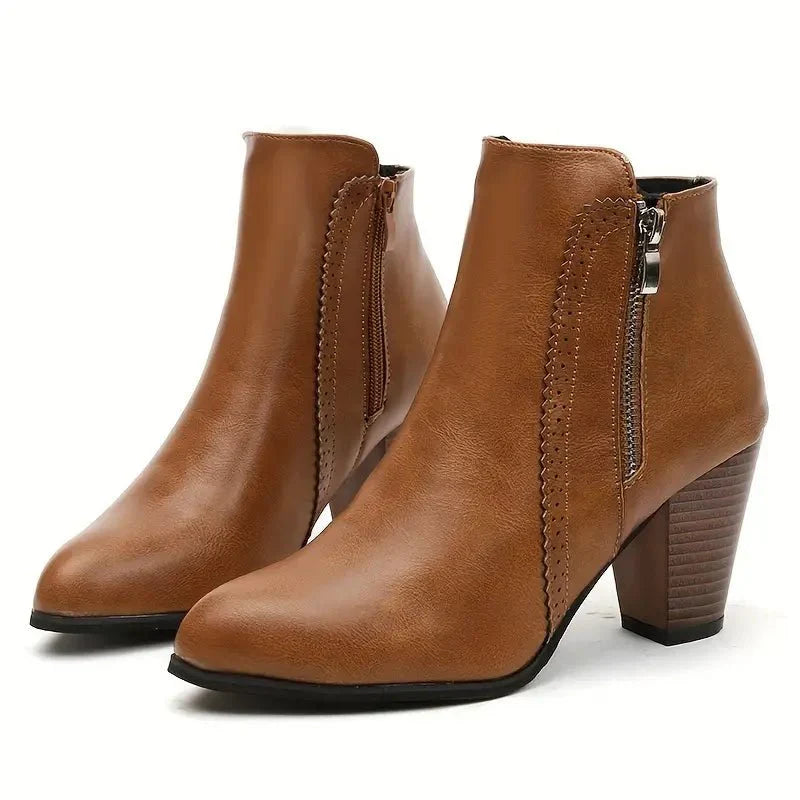 Women's Ankle Boots | Block Heel & Side Zip