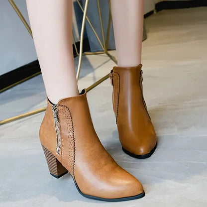 Women's Ankle Boots | Block Heel & Side Zip