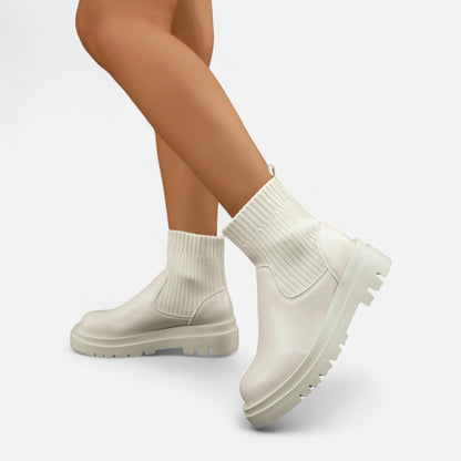 Women's Ankle Boots Block Heel Slip On Sleek Minimalist with Stitching