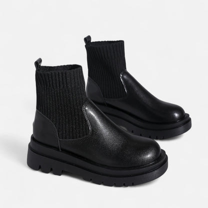 Women's Ankle Boots Block Heel Slip On Sleek Minimalist with Stitching