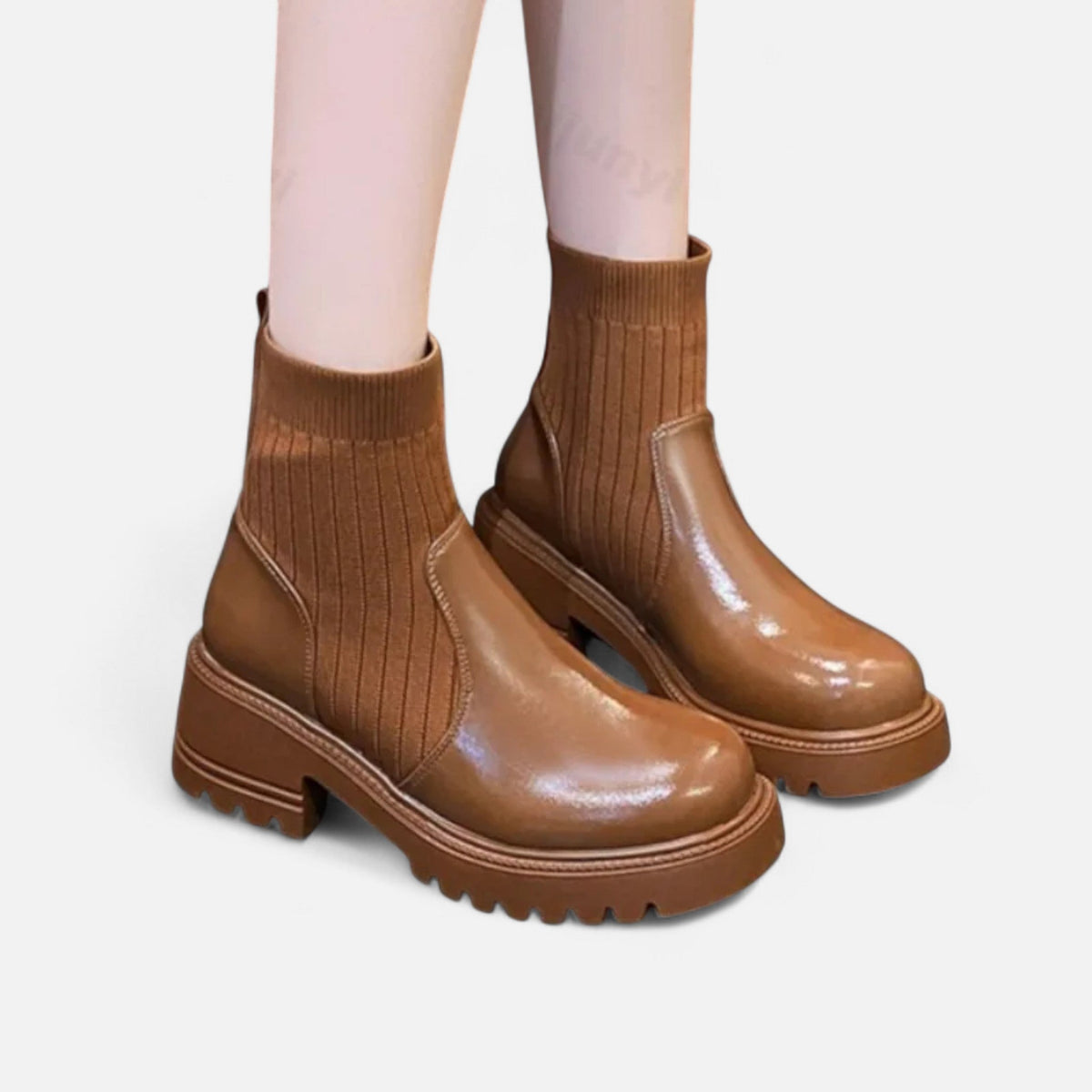 Women's Ankle Boots Block Heel Slip On Sleek Minimalist with Stitching